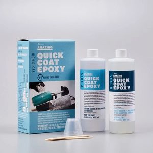 Amazing Quick Coat 32oz kit with two product bottles, product box, stir sticks and mixing container. Sealing Wood, Resin Craft Ideas, Working With Resin, Resin Art Supplies, Epoxy Countertop, Casting Resin, Diy Silicone, Epoxy Tumbler, How To Make Coasters