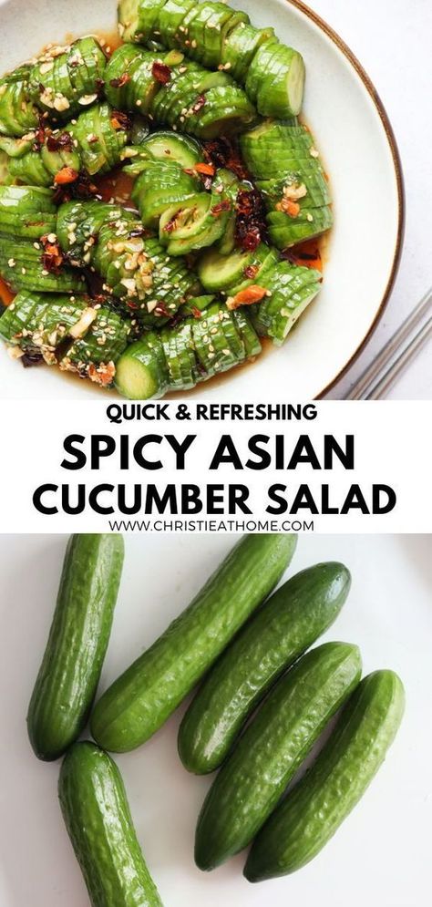 Chinese Garlic Cucumber Salad, Healthy Asian Cucumber Salad, Cucumber Salad With Sesame Oil, Cucumber In Soy Sauce, Cucumber Walnut Salad, Side Dishes With Cucumbers, Chinese Cucumber Salad Rice Vinegar, Garlic Cucumber Chinese, Asian Salad Cucumber