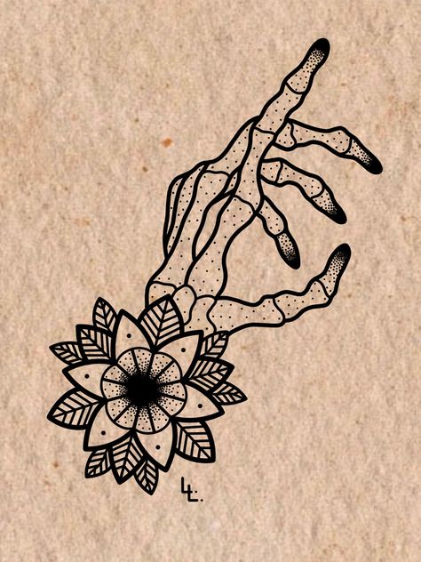 American Traditional Skeleton Hand, American Traditional Tattoos Skeleton, American Traditional Skeleton Tattoo, Procreate Stencils, American Traditional Skeleton, Traditional Skeleton Tattoo, Skeleton Mandala, Wild Child Tattoo, Tattoos Of Hands