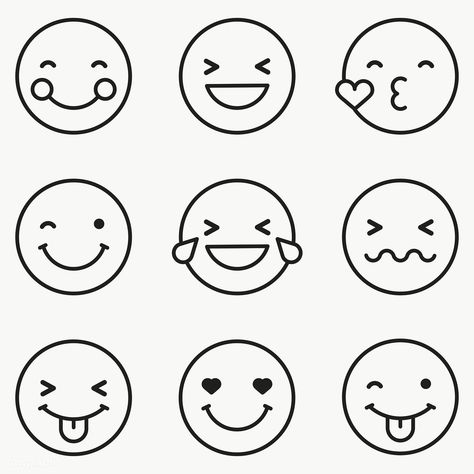 Black outline emoticon set isolated on transparent vector | premium image by rawpixel.com / wan How To Draw Emojis, Emoji Art Drawing, Drawing Emojis, Black Line Emoji Art Wallpaper, Black Line Emoji, Emoji Art Wallpaper, Line Emoji, Smile Emoji, Emoji Png