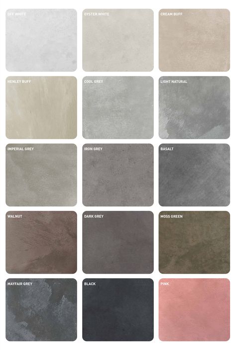 Polished Concrete Colours, Concrete Floor Colors Living Room, Lazenby Polished Concrete, Greige Concrete Floors, Concrete Material Board, Concrete Colour Palette, Polished Concrete Floor Colors, Concrete Color Palette, Concrete Floor Colors