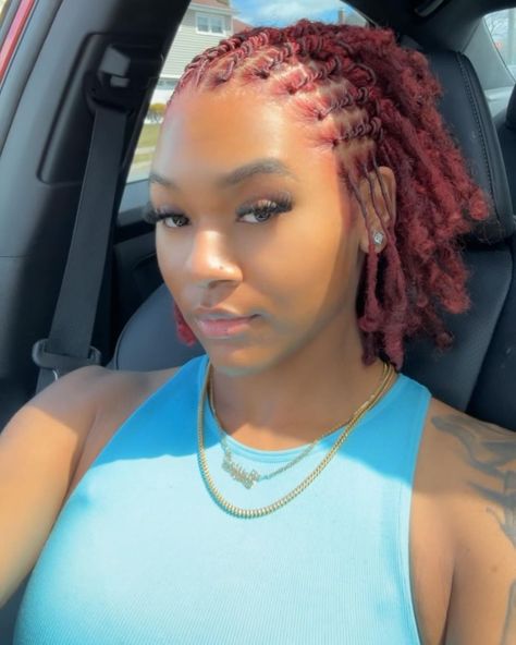 Jess❤️ | Different Angles ❤️ #explorepage #locs #womanwithlocs #hair #retwist #girlswithlocs #combcoils #coils #dreads #redlocs | Instagram Styles With Short Locs, Coil Loc Styles, Half Up Half Down Loc Styles Short, Locs Hairstyles For Women Short Hair, Barrel Twists Short Locs, Loc Styles Starter Locs, Female Retwist Styles, Short Locs Retwist Styles, Loc Styles For Thick Locs