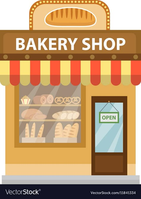 Bakery shop Baking store building icon Bread Vector Image Bread Vector, Showcase Store, Baking Store, Baking Shop, Store Building, Bakery Store, Shop Facade, How To Store Bread, Bread Shop