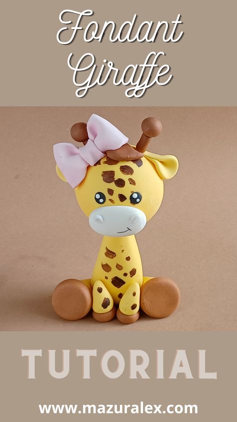 Fondant Giraffe, Giraffe Cake Topper, Jungle Cakes, Giraffe Cake, Giraffe Cakes, Cake Decorating Courses, Safari Cakes, Jungle Cake, Fondant Cake Topper