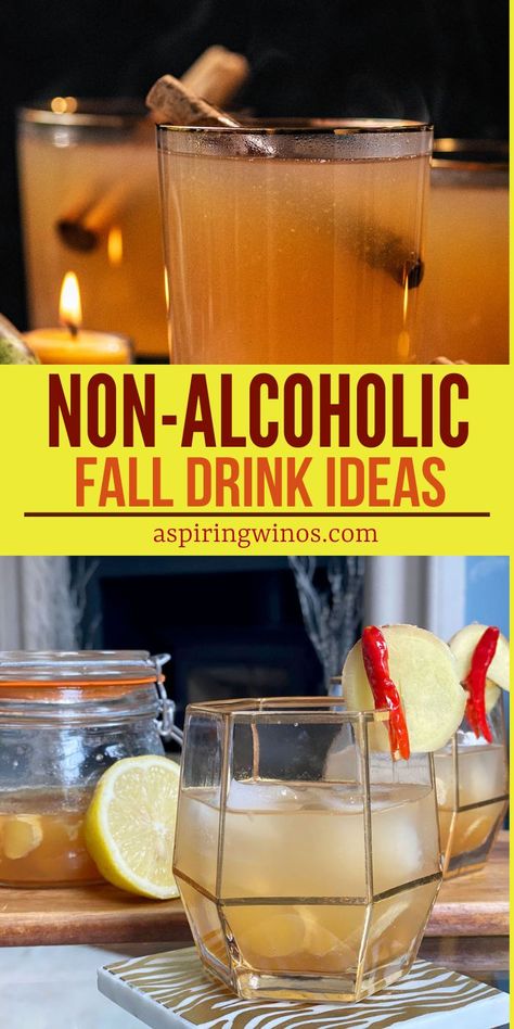 Mocktails Non Alcoholic For Wedding, Non Alcoholic Apple Cider Drinks, Cold Fall Drinks, Pumpkin Spice Mock Tail, Fall Sangria Mocktail, Welcome Drink Ideas Non Alcoholic, Fall Mocktails Non Alcoholic Easy, Fall Time Drinks, Fall Non Alcoholic Drinks