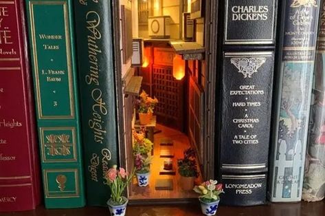 Book Nook Shelf Inserts Are Really Cool, And Everyone Should Know They Exist — Here Are 14 Of The Most Creative Ones You'll See Bookcase Diorama, Overconsumption Core, Book Dioramas, Bookshelf Inserts, Book Nook Shelf Insert, Book Nook Shelf, Book Nook Ideas, Nook Shelf, Bookshelf Insert