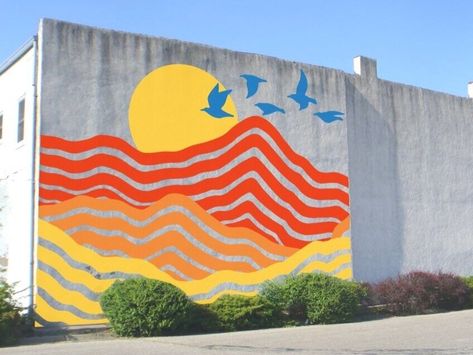 Mural Artist and Illustrator, Austin, TX- Mural Designs — Avery O Design Draw Canvas, Rainbow Mural, Exterior Murals, Canvas Painting Ideas For Beginners, Mural Art Design, Wall Murals Diy, Mural Artist, Garden Mural, Flower Mural