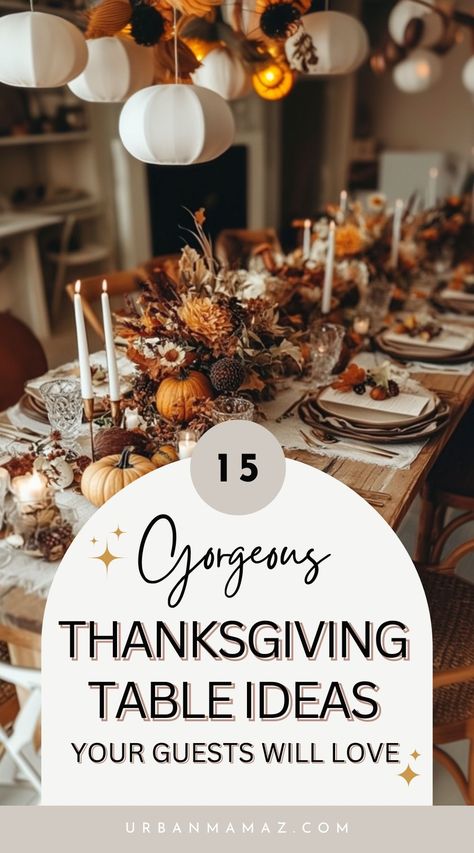 Looking for gorgeous Thanksgiving table ideas your guests will love? Check out these 15 inspiring Thanksgiving table setting ideas to make your guests feel special. Thanksgiving Large Table Settings, Thanksgiving Table Buffet, Set Thanksgiving Table, Thanksgiving Table Place Setting, Place Setting For Thanksgiving, Beautiful Thanksgiving Tables, Thanksgiving Lunch Table Setting, Country Thanksgiving Table Settings, Formal Thanksgiving Table Settings