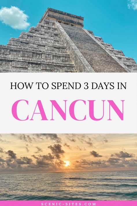 With its pristine beaches, luxury resorts, and vibrant culture, Cancun is the perfect place for a relaxing vacation. Here’s the perfect way to spend 3 days in Cancun! | #cancun #cancunmexico #mexico #mexicotrip #itinerary #travel #traveltips #travelguide #travelblog #travelbucketlist Cancun Itinerary 3 Days, Things To Do In Cancun Mexico, Riu Caribe Cancun, Cancun Itinerary, Cancun Map, What To Wear In Mexico, Yucatan Travel, Things To Do In Cancun, Cancun Mexico Travel