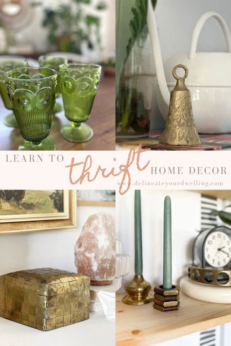 Upscale Thrift Store Ideas, Thrifting Aesthetic Home Decor, Thrift List Ideas, Thrift Store Gifts Upcycling, Thrift Kitchen Decor, Thrift And Style Home Decor, Best Things To Thrift, Thrift Store Home Decor Ideas, Decorating With Thrift Store Finds