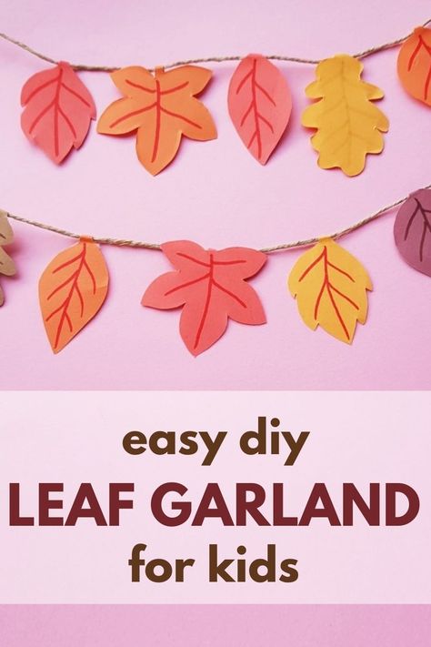 Make the most of the season by creating a DIY fall leaf garland from paper. It only takes a few supplies and minutes to make, but will have you celebrating the colors of fall for weeks. Paper Leaf Garland Diy, Thanksgiving Garland Diy Kids, Fall Diy Garland, Leaf Garland Diy, Diy Paper Leaf, Paper Leaf Garland, Fall Garland Diy, Fall Leaves Garland, Diy Leaf Garland