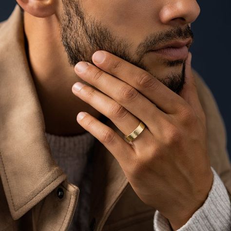 Plain gold rings for men offer timeless simplicity and elegance. They are versatile and can complement any style, making them suitable for both casual and formal occasions. Male Wedding Bands Gold, Gold Wedding Bands For Men, Couple Ring Design, Plain Gold Ring, Groom Ring, Melanie Casey, Men's Wedding Bands, Ring Inspo, Mens Gold Wedding Band