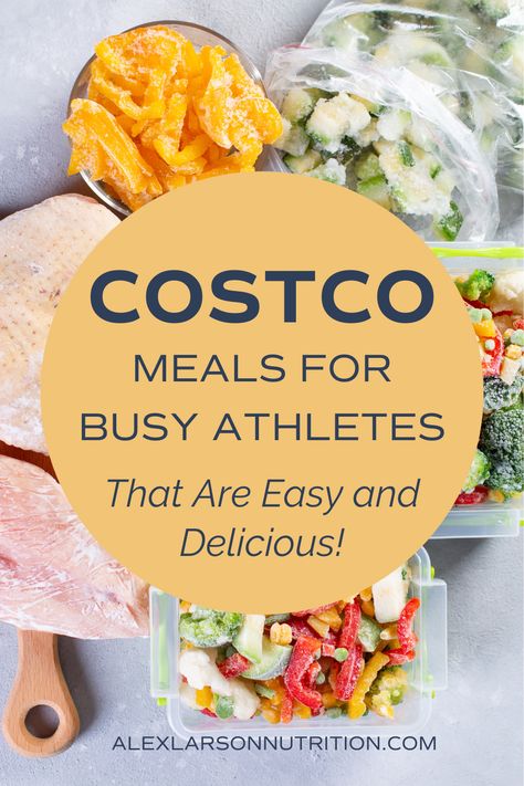 For the busy athlete, meal planning and prepping can seem overwhelming and daunting for many. Quick meal options also ensure that athletes can refuel efficiently after intense training sessions or competitions without compromising their nutritional needs or performance goals. My dietitian team and I compiled our list of easy Costco meals that will save you time in the kitchen. On The Go Meals For Kids In Sports, Athletic Meal Plan, Sports Practice Dinner Ideas, Easy Costco Meal Prep, Meal Ideas For Athletes, Carb Meals For Athletes, Meals On The Go For Sports, Sports Nutrition Meal Plan, Easy Meals For Sports Nights