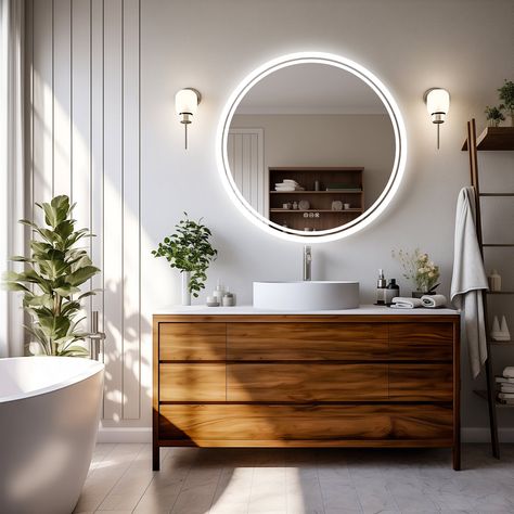 Backlit bathroom mirror