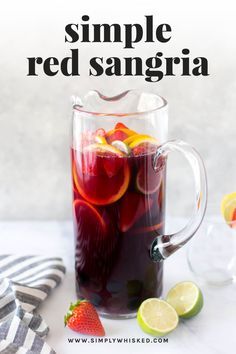 Cocktail For A Crowd, Red Sangria Recipe, Easy Sangria, Best Sangria Recipe, Summer Sangria Recipes, Homemade Sangria, Red Sangria Recipes, Easy Sangria Recipes, Berry Sangria