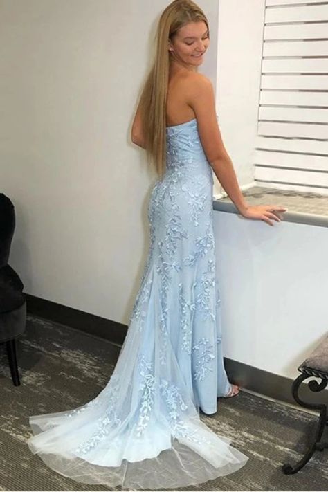 Blue Lace Prom Dress, Prom Dresses Long Blue, Prom Dresses 2022, Light Blue Prom Dress, Prom Dress Inspo, Formal Ball Gown, 2020 Prom Dresses, Prom Dresses 2020, Prom Dress Ideas