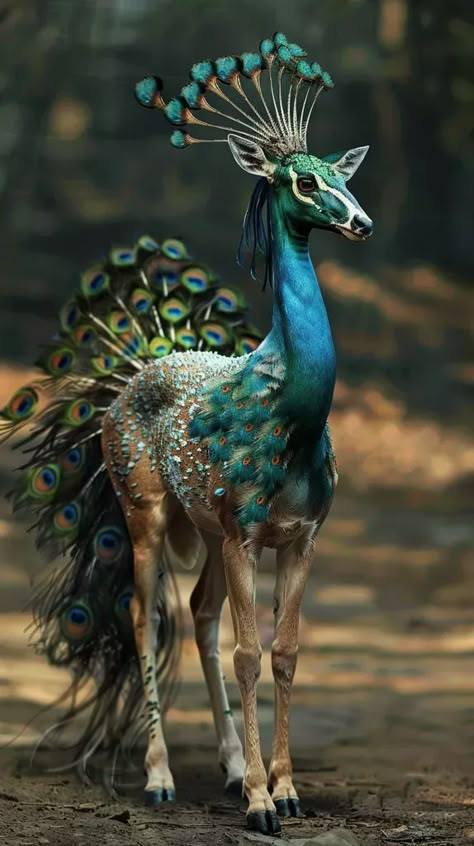 Midjourney AI Image: photography of A new species, combining the characteristics of a horse, deer, and peacock. This crea... → more in ai-img-gen.com Peacock Human Hybrid, Bird People Art, Animal Hybrids Art, Animals Hybrid, Hybrid Creatures, Mystic Creatures, Animal Hybrid, Magic Animals, Animal Hybrids