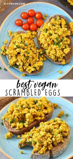 Vegan Scrambled Eggs, Ella Vegan, Tofu Scramble Vegan, Vegan Brunch Recipes, Tofu Breakfast, Vegan Breakfast Easy, Yummy Healthy Breakfast, Plant Based Diet Recipes, Vegan Brunch