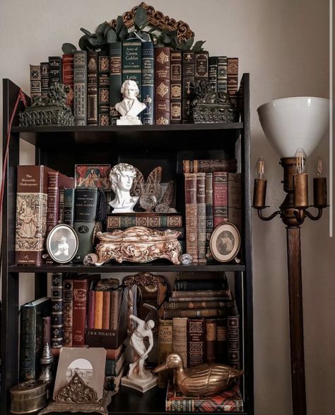 Interior Dark Academia, Room Ideas Dark Academia, Academia Room Ideas, Book Lovers Bedroom, Academia Interior, Dark Academia Room Ideas, Dark Academia Bedroom, Dark Academia Interior, Grunge Academia