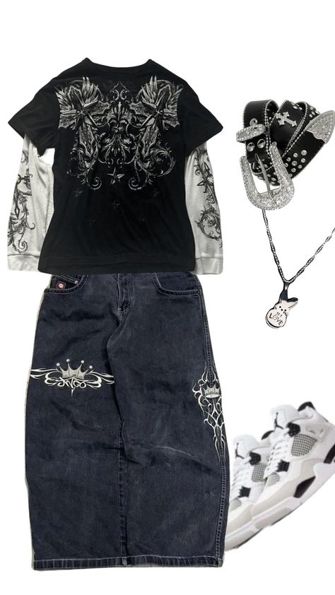 affliction? 🤩 Soft Affliction Style, Affliction Shirt Outfit, Affliction Clothing Women Outfits, Cool Emo Outfits, Grunge Y2k Outfits Baggy, Sigilkore Outfits, Affliction Style Girl, Emo Clothing Style, Affliction Outfits Girl