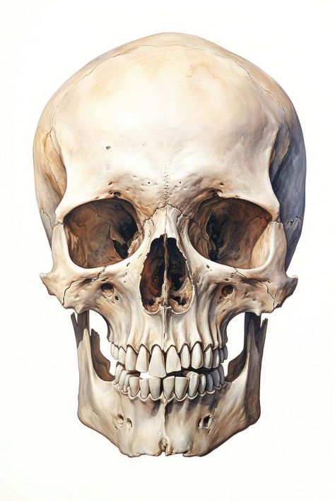 White background anthropology history anatomy. AI generated Image by rawpixel. | premium image by rawpixel.com / Fluke Human Skull Art, Female Skull Reference, Skull Reference Anatomy, Skulls Photography, Skull Front View, Human Skull Reference, Human Skull Anatomy, Anatomy Painting, Skeleton Painting