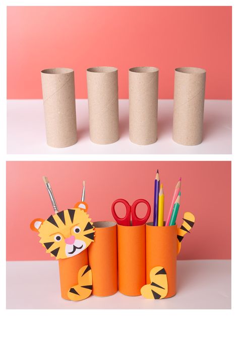 7 Ways to Make a Diy Colored Pencil Holder - In The Playroom Easy Handicrafts For Kids, How To Make Pencil Holder, Pencil Holder Ideas, Pencil Holder Craft, Pencil Holder Diy, Colored Pencil Holder, Diy Pencil Holder, Office Room Design, About Teachers