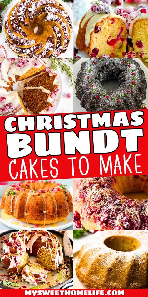 It's Christmas time, and that means Christmas baking. This collection of Christmas Bundt cake recipes features all your faves - from cranberry to gingerbread to peppermint - and a few new ones to try too. Christmas Bundt Cake Ideas, Christmas Bundt Cakes, Bundt Cake Ideas, Elegant Christmas Dessert, Christmas Bundt Cake Recipes, Bunt Cake Recipe, Christmas Bundt Cake, Bundt Cake Recipes, Easy Bundt Cake Recipes