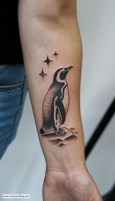 Unique Tattoo Ideas For Women, Women Tattoo Inspiration, Unique Animal Tattoos, Tattoo Ideas For Females, Small Penguin, Heart Tattoo Wrist, Penguin Tattoo, Wrist Tattoo Ideas, Unique Tattoo Ideas