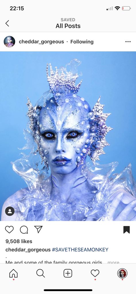 Deep Sea Makeup, Ice Witch Character Design, Squid Makeup, Mermaid Sfx Makeup, Mythical Creature Makeup, Sea Creature Makeup, Mermaid Fantasy Makeup, Octopus Makeup, Jellyfish Makeup