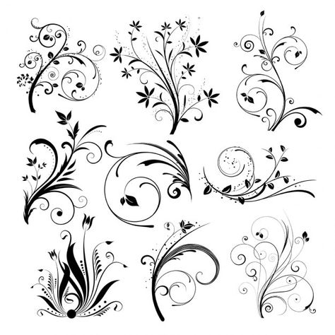 Clip Art Pictures, Ornamental Tattoo, Leaves Illustration, Scroll Pattern, Flower Ornaments, Scroll Design, Swirl Design, Kraken, 로고 디자인