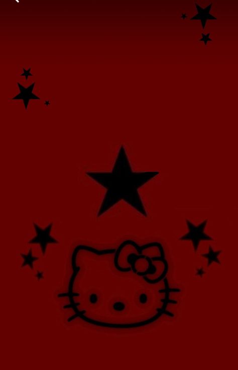 Hello Kitty Star Wallpaper, Y2k Hello Kitty Wallpaper Dark, Dark Red Hello Kitty Wallpaper, Dark But Cute Wallpaper, Red Wallpaper Hello Kitty, Dark Red Hello Kitty, Red Hello Kitty Aesthetic, Dark Red Iphone Wallpaper, Red Pfp Y2k