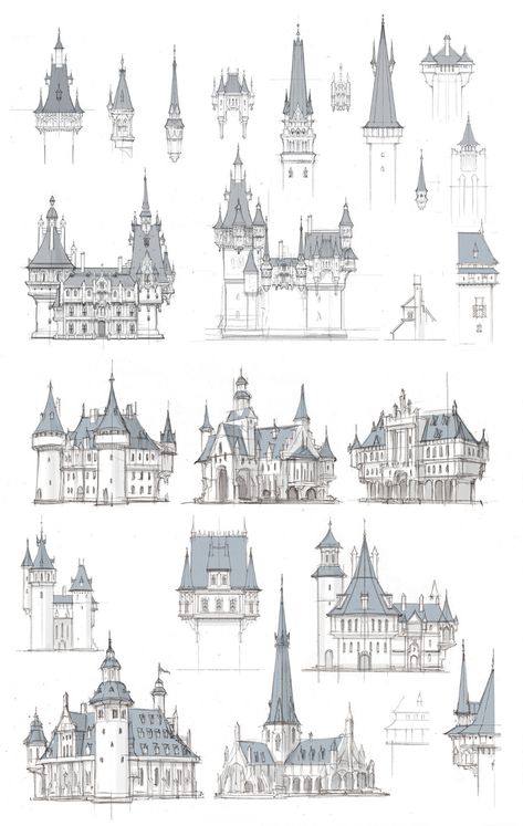 Castle Drawings Medieval, How To Draw A Castle, City Landscapes, Medieval Buildings, Castle Drawing, Medieval Artwork, الفن الرقمي, Seni Dan Kraf, Architecture Drawing Art