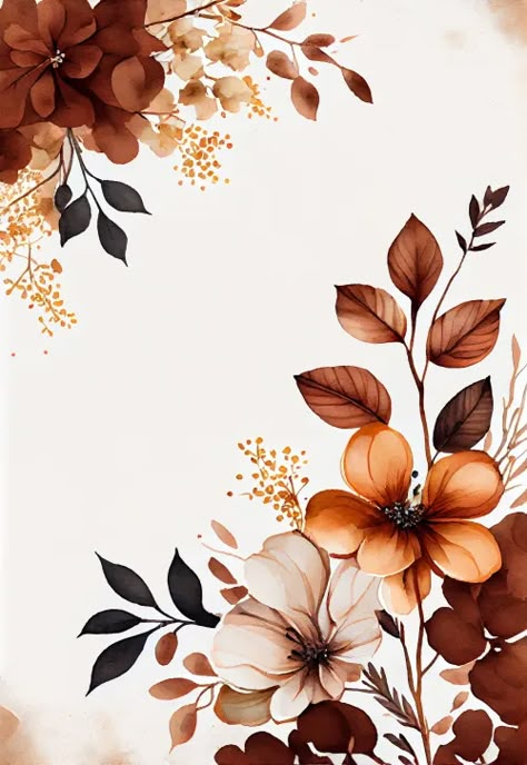 Free Watercolor Brown Flower Background Image Brown Flowers Painting, Brown Flower Background, Brown Floral Background, Border Flower Design, Brown Background Design, Digital Painting Background, Brown Graphic Design, Brown Floral Wallpaper, Envelope Png