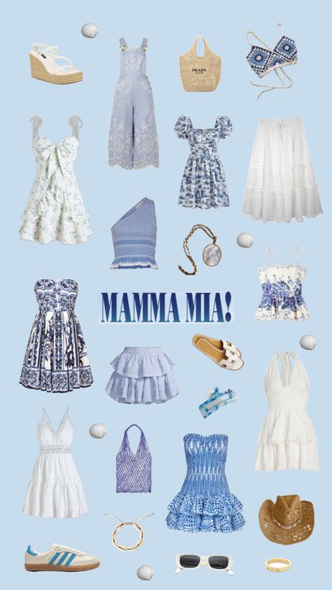 Mamma mia! vibes #mammamia #sea #greece #greek #fashion #outfits #inspiration #summer #outfitinspo #aesthetic #island #girl #coastal #coastalgrandaughter Mamma Mia Outfits, Greek Outfit, Mamma Mia Vibes, Mia Outfits, Mia Vibes, Outfits Inspiration Summer, Mamma Mia Party, Aesthetic Island, Greece Outfit