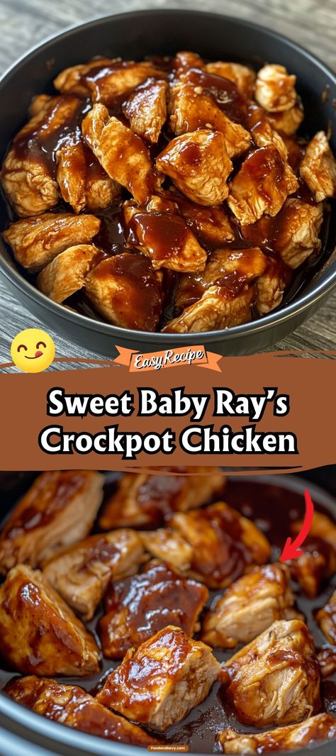 Set it and forget it with Sweet Baby Ray’s Crockpot Chicken. This effortless recipe involves slow-cooking chicken in Sweet Baby Ray’s Barbecue Sauce, resulting in tender, flavorful meat that practically falls off the bone. Serve over rice or tucked into sandwiches. #CrockpotChicken #BBQChicken #EasyRecipes Quick Cooker Chicken Recipes, Crockpot Chicken Chunks Recipes, Slow Cooker Chicken Barbecue, Sweet Baby Ray’s Crockpot Chicken, Bbq Chicken In Crock Pot, Crockpot Meals With Chicken Breast, Chicken Pieces In Crockpot, Recipes With Chicken Breast Crockpot, Crockpot Recipes With Chicken Breast