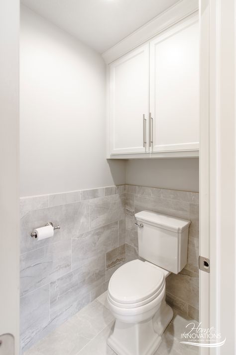 Master Bathroom Remodel | Tulsa OK - separate toilet room, partial tile wall, white cabinets Tile Toilet, Separate Toilet Room, Toilet Closet, Bathroom Lighting Design, White Toilet, Small Toilet Room, Budget Bathroom Remodel, Potty Time, Wall White