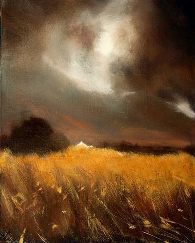 Barley Field, Atmospheric Landscape, Golden Field, Irish Landscape, Wheat Field, Irish Art, Wow Art, Art Landscapes, Abstract Art Landscape