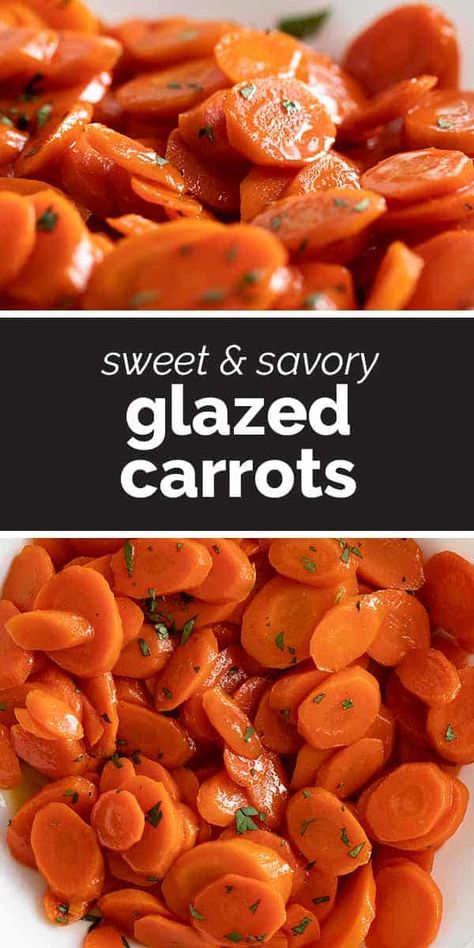 These Glazed Carrots are a simple side dish that add a bit of wow to your dinner. Cooked on the stovetop in a simple sugar and butter glaze, this carrot recipe will become a go-to! #recipe #sidedish #carrots Chinese Carrots, Dinner Carrots, Carrot Recipes Side Dishes, Ww Sides, Carrots Side Dish, Carrot Recipe, Maple Glazed Carrots, Glazed Carrots Recipe, Taste And Tell