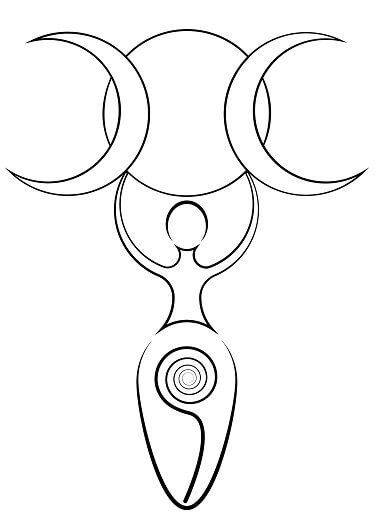 Lunar Goddess Tattoo, Aset Goddess Tattoo, Maiden Mother Crone Drawing, The Goddess Symbol, Triple Goddess Finger Tattoo, Cerridwen Goddess Tattoo, Freya Goddess Tattoo Symbol, Sacred Feminine Symbol, Goddess Symbol Tattoos For Women