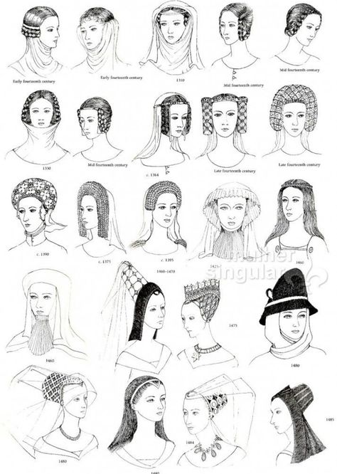 Middle Age Hair, Middle Ages Clothing, Empress Sissi, Medieval Hats, Medieval Hairstyles, Medieval Woman, Historic Fashion, Medieval Costume, Medieval Clothing