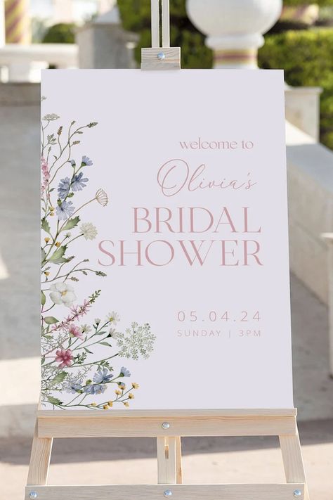 Welcome Bridal Shower Sign, Wedding Party Sign, Floral Welcome Sign, Wildflower Bridal Shower, Wedding Decor Diy, Favours Wedding, Bridal Shower Sign, Event Template, Welcome Sign Template