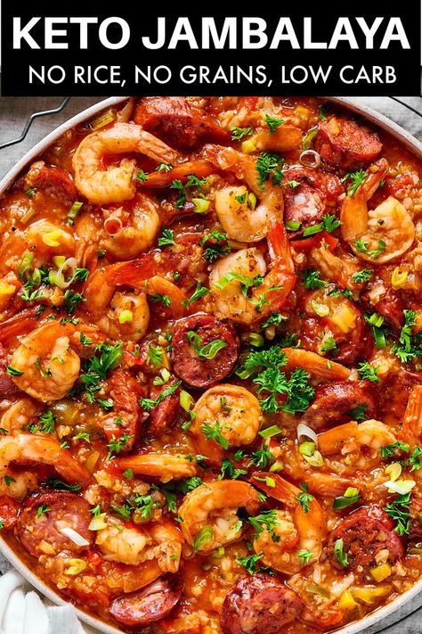 This jambalaya recipe swaps our rice for cauliflower rice to create the perfect one-pot keto dinner! Ready in just 20 minutes, it’s loaded with juicy shrimp, Andouille sausage, and plenty of vegetables. Keto Jambalaya, Andouille Sausage Recipes, Jambalaya Recipe, Andouille Sausage, Andouille, Keto Recipes Dinner, Jambalaya, Sausage Recipes, Keto Dinner