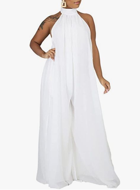 Jumsute Outfit, Work Outfits Pants, One Piece Party, All White Party Outfits, Beach Jumpsuit, Amazon Furniture, White Outfits For Women, White Party Outfit, Long Pants Outfit