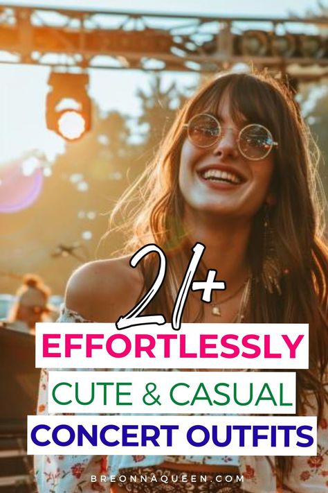 "Embrace your love for music and fashion with our 21 casual concert outfits for women. Perfect for any venue, these looks will keep you rocking all night long! #ConcertAttire #CasualFashion #MusicEventStyle" Jeans Concert Outfit Casual, Cute Outfits For Concerts Summer, End Of Summer Concert Outfit, California Concert Outfit, Casual Summer Festival Outfit, Concert Outfit With Leggings, Chicago Concert Outfit, Concert Outfit Ideas Night Summer, Shakey Graves Concert Outfit