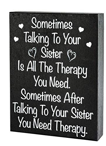 JennyGems | Sometimes Talking to Your Sister is All The Therapy You Need | Wood Sign | Gift for Sister, Funny Quotes,... Sibling Jokes, Happy Mothers Day Sis, Sister Funny Quotes, Encouragement Jar, Sister Birthday Card Funny, Funny Birthday Pictures, Christmas Birthday Cards, Siblings Funny Quotes, Funny Sister Gifts