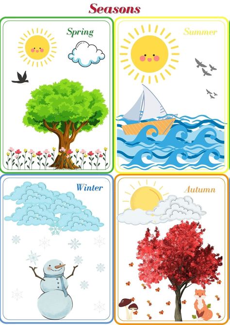 Ad vertisement by LunaBooksandVinyl LunaBooksandVinyl Season Worksheet, Animal Paper Craft, Weather Activities Preschool, Seasons Chart, Paper Craft Ideas For Kids, Seasons Preschool, Preschool Charts, Hanging Craft Ideas, Seasons Posters