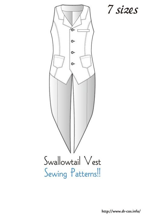 This is the pattern of Swallowtail Vest. cm size(A4 size) Children's-140/Ladies'-S,M,L,LL/Men's-L,LL Mens Vest Pattern, Diy Vest, Vest Sewing, Waistcoat Pattern, Mens Sewing Patterns, Vest Pattern Free, Vest Sewing Pattern, Vest Pattern, Sewing Design