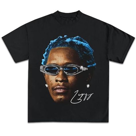 Blue Graphic Tee, Concert Merch, Blue Hair Color, Hair Color Black, Young Thug, Rap Tee, Hair Color Blue, Securely Attached, Blue Graphic