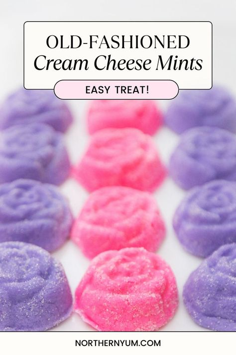 Cream Cheese Mints - Easy Party Treat Cream Cheese Mints Wedding, Old Fashioned Butter Mints Recipe, Easy Party Treats, Cream Cheese Mints Recipe, Wedding Mints, Mints Recipe, Holiday Cookie Party, Easter Animals, Easy Easter Treats