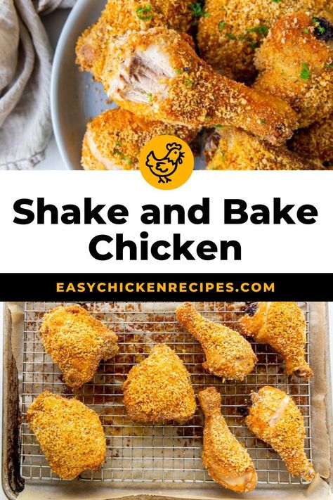 This homemade Shake and Bake Chicken recipe is so good, you won’t believe it’s not the original! The panko breadcrumbs and flavorful seasoning mix make super tasty and juicy chicken that is so easy to make. Pop over to my site for the recipe! | chicken recipes | dinner recipes | easy meals | Shake N Bake Chicken Drumsticks, Homemade Shake And Bake Chicken, Chicken Shake And Bake, Breading For Chicken, Bake Chicken Recipe, Drumstick Recipes Baked, Chicken Legs In Oven, Boneless Skinless Chicken Recipes, Baked Chicken Marinade